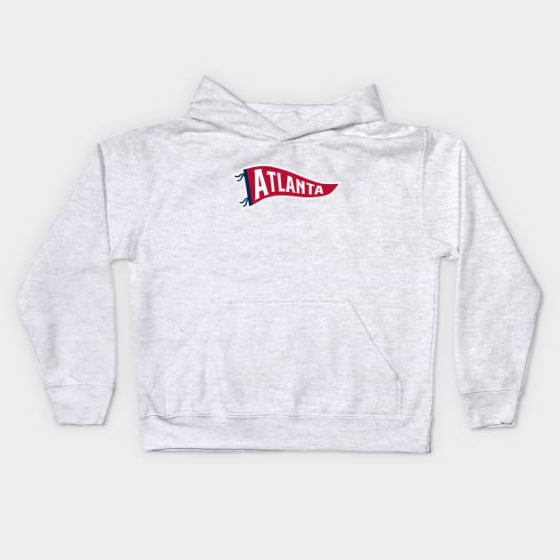 Atlanta Pennant - White Kids Hoodie by KFig21